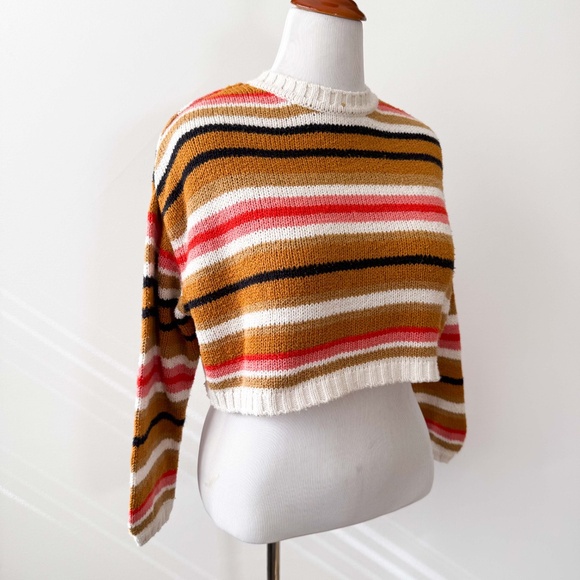 Billabong SO BOLD Fall Y2K Oversized Multi Color Cropped Cozy Boho Sweater Sz S - Picture 3 of 11